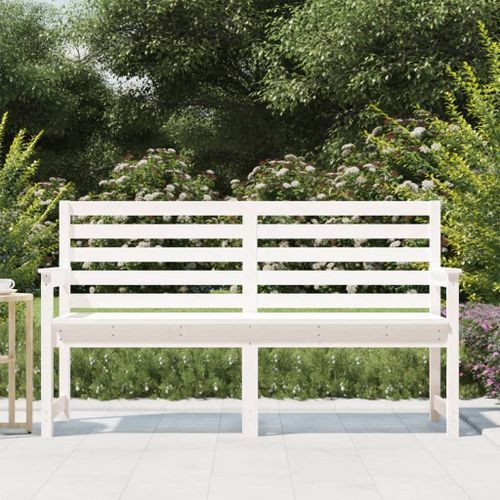 Banc de jardin blanc 159,5x48x91,5 cm bois massif de pin - Photo n°3; ?>