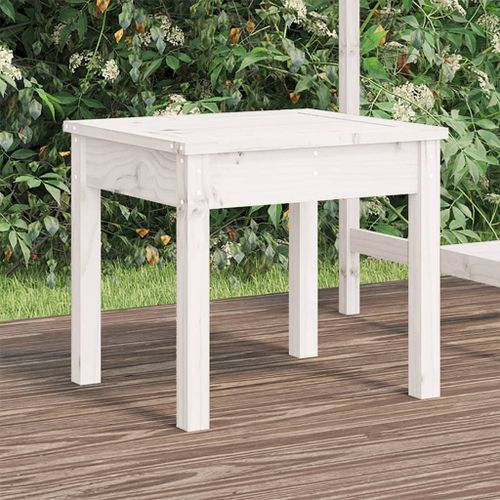 Banc de jardin blanc 50x44x45 cm bois massif de pin - Photo n°2; ?>