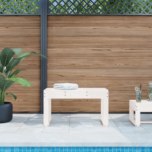 Banc de jardin blanc 80x38x45 cm bois massif de pin - Photo n°2; ?>