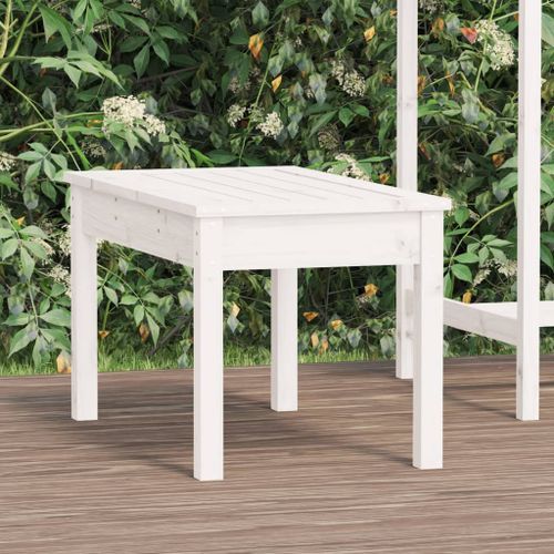 Banc de jardin blanc 80x44x45 cm bois massif de pin - Photo n°2; ?>