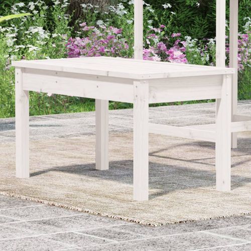 Banc de jardin blanc 80x44x45 cm bois massif de pin - Photo n°3; ?>