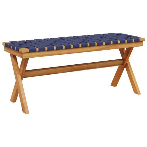 Banc de jardin bleu foncé bois massif d'acacia et tissu - Photo n°2; ?>