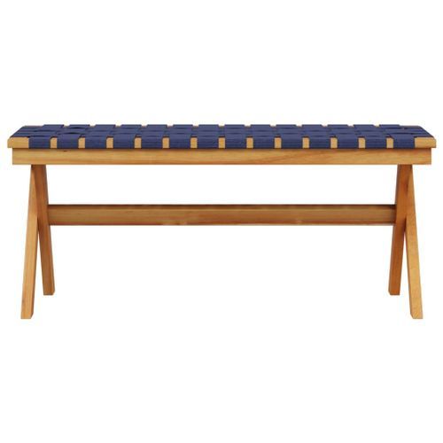 Banc de jardin bleu foncé bois massif d'acacia et tissu - Photo n°3; ?>