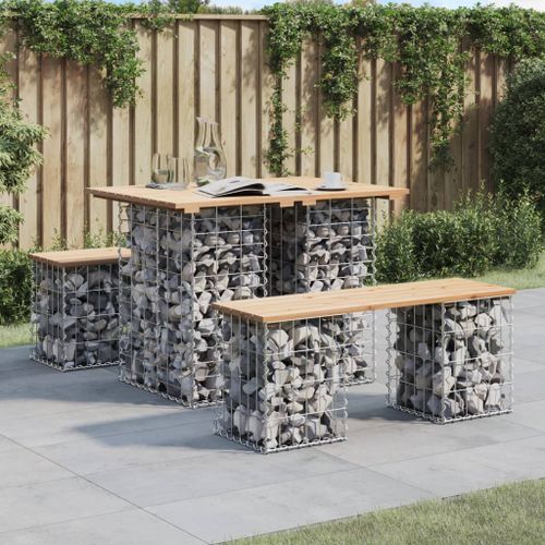 Banc de jardin design de gabion 100x70x72 cm bois massif de pin - Photo n°2; ?>