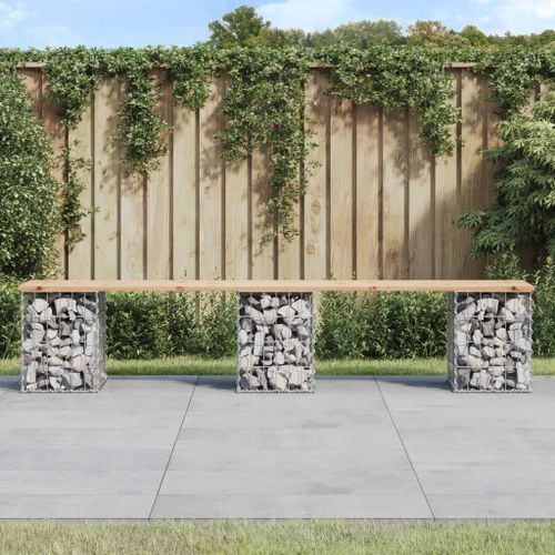 Banc de jardin design de gabion 203x31x42 cm bois massif de pin - Photo n°2; ?>