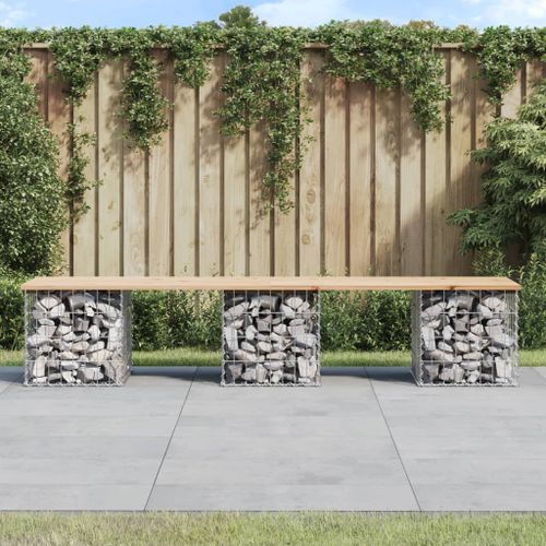 Banc de jardin design de gabion 203x44x42 cm bois massif de pin - Photo n°2; ?>