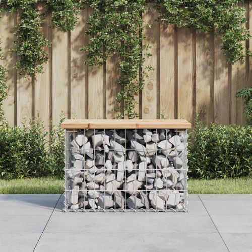 Banc de jardin design de gabion 63x31,5x42cm bois massif de pin - Photo n°2; ?>