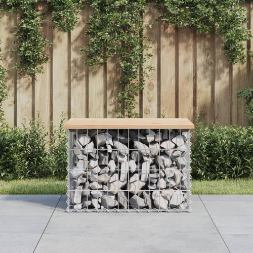 Banc de jardin design de gabion 63x44x42 cm bois massif de pin - Photo n°2; ?>