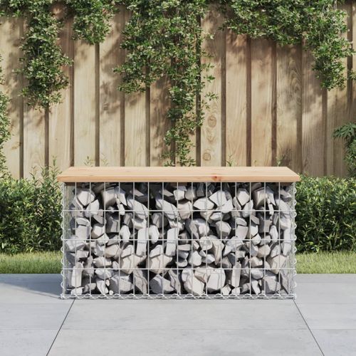 Banc de jardin design de gabion 83x44x42 cm bois massif de pin - Photo n°2; ?>