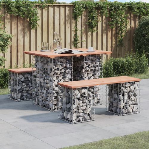 Banc de jardin design gabion 100x70x72cm bois massif de douglas - Photo n°2; ?>