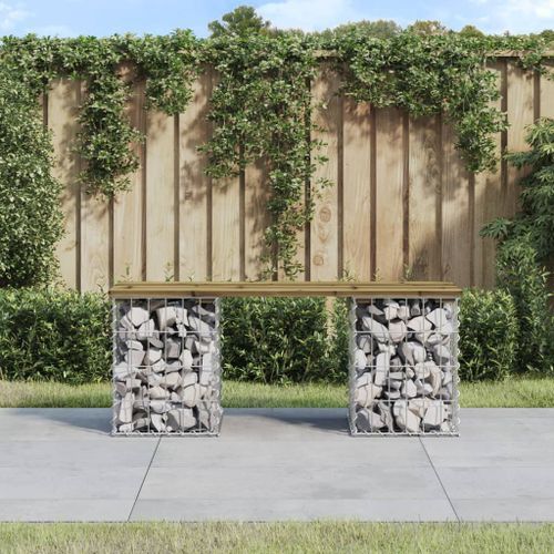 Banc de jardin design gabion 103x31x42 cm bois de pin imprégné - Photo n°2; ?>