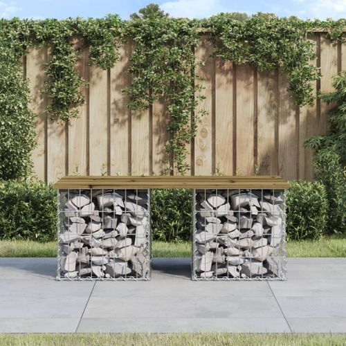 Banc de jardin design gabion 103x44x42 cm bois de pin imprégné - Photo n°2; ?>