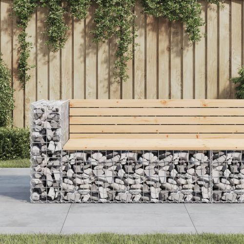 Banc de jardin design gabion 122x71x65,5 cm bois massif de pin - Photo n°2; ?>