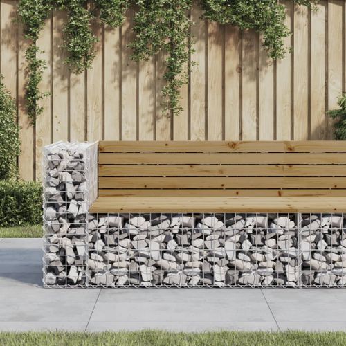 Banc de jardin design gabion 122x71x65,5cm bois de pin imprégné - Photo n°2; ?>