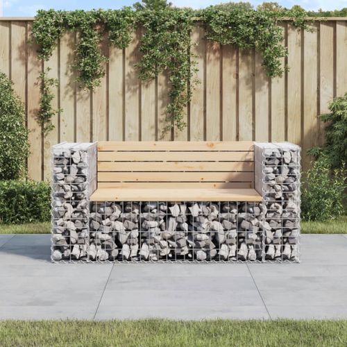 Banc de jardin design gabion 143x71x65,5 cm bois massif de pin - Photo n°2; ?>