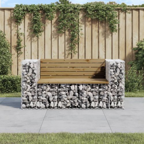 Banc de jardin design gabion 143x71x65,5cm bois de pin imprégné - Photo n°2; ?>