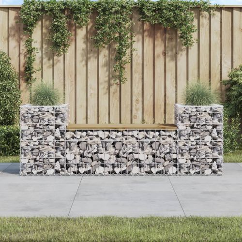 Banc de jardin design gabion 183x41x60,5cm bois de pin imprégné - Photo n°2; ?>