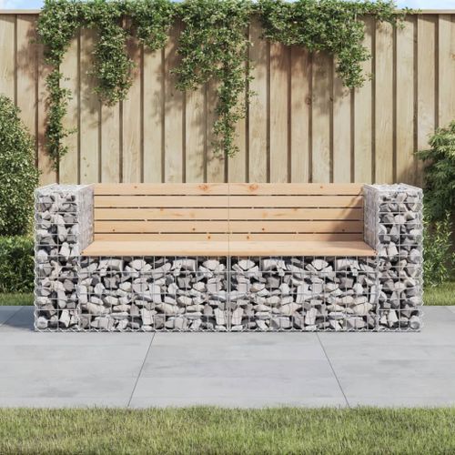 Banc de jardin design gabion 184x71x65,5 cm bois massif de pin - Photo n°2; ?>