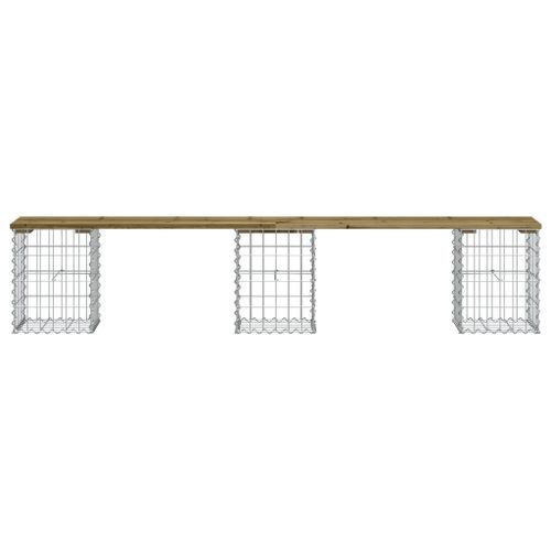 Banc de jardin design gabion 203x31x42 cm bois de pin imprégné - Photo n°3; ?>