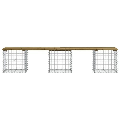 Banc de jardin design gabion 203x44x42 cm bois de pin imprégné - Photo n°3; ?>