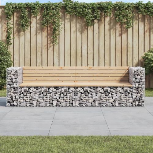 Banc de jardin design gabion 244x71x65,5 cm bois massif de pin - Photo n°2; ?>