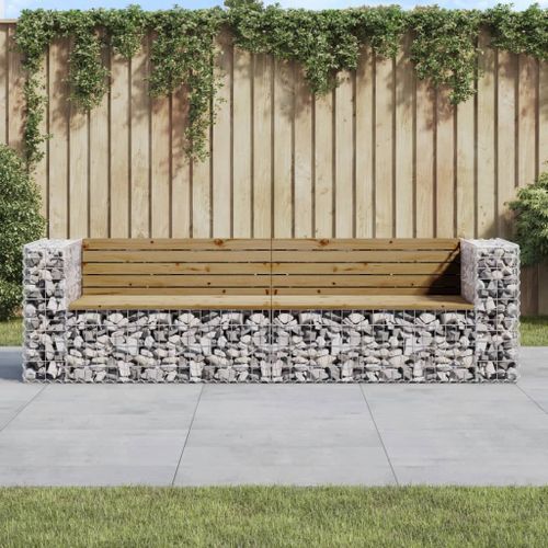 Banc de jardin design gabion 244x71x65,5cm bois de pin imprégné - Photo n°2; ?>