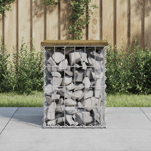 Banc de jardin design gabion 33x31x42 cm bois de pin imprégné - Photo n°2; ?>