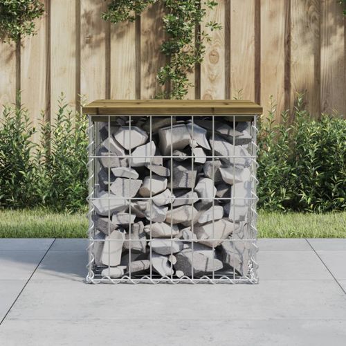 Banc de jardin design gabion 43x44x42 cm bois de pin imprégné - Photo n°2; ?>