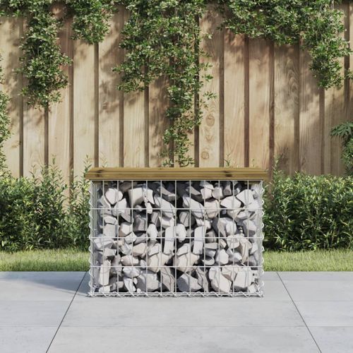 Banc de jardin design gabion 63x31,5x42 cm bois de pin imprégné - Photo n°2; ?>