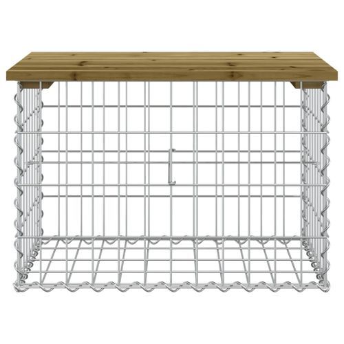 Banc de jardin design gabion 63x44x42 cm bois de pin imprégné - Photo n°3; ?>