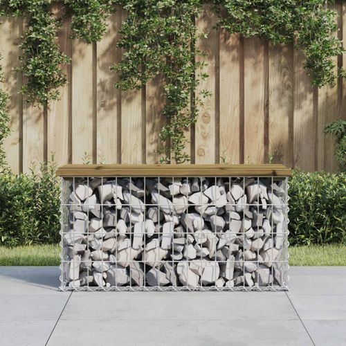 Banc de jardin design gabion 83x31,5x42 cm bois de pin imprégné - Photo n°2; ?>