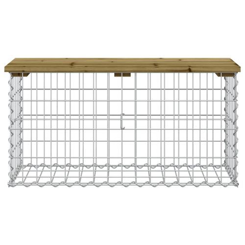 Banc de jardin design gabion 83x31,5x42 cm bois de pin imprégné - Photo n°3; ?>