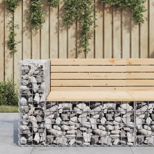 Banc de jardin design gabion 92x71x65,5 cm bois massif de pin - Photo n°2; ?>