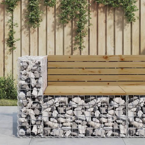 Banc de jardin design gabion 92x71x65,5cm bois de pin imprégné - Photo n°2; ?>