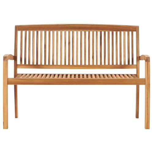 Banc de jardin empilable et coussin 128,5cm Bois de teck massif 11 - Photo n°3; ?>