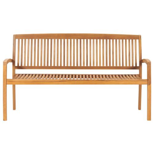 Banc de jardin empilable et coussin 159 cm Bois de teck massif 6 - Photo n°3; ?>