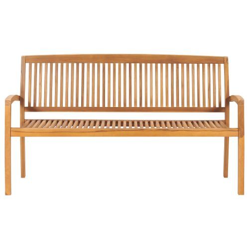 Banc de jardin empilable et coussin 159 cm Bois de teck massif 15 - Photo n°3; ?>