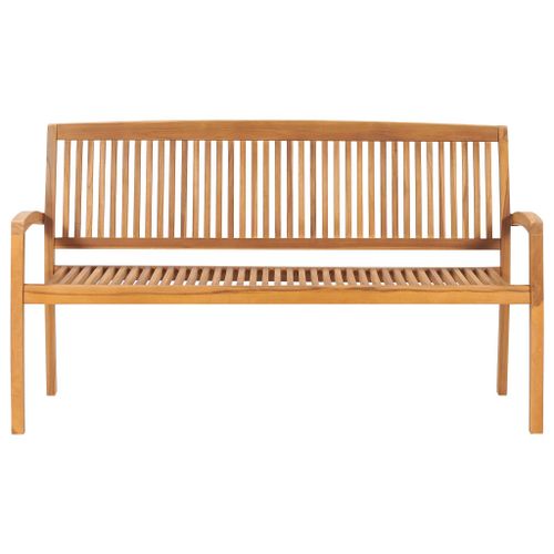 Banc de jardin empilable et coussin 159 cm Bois de teck massif - Photo n°3; ?>