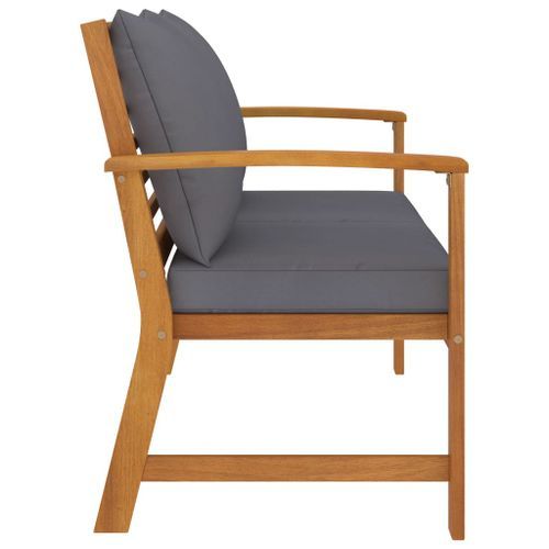 Banc de jardin et coussin gris foncé 120cm Bois solide d'acacia - Photo n°3; ?>