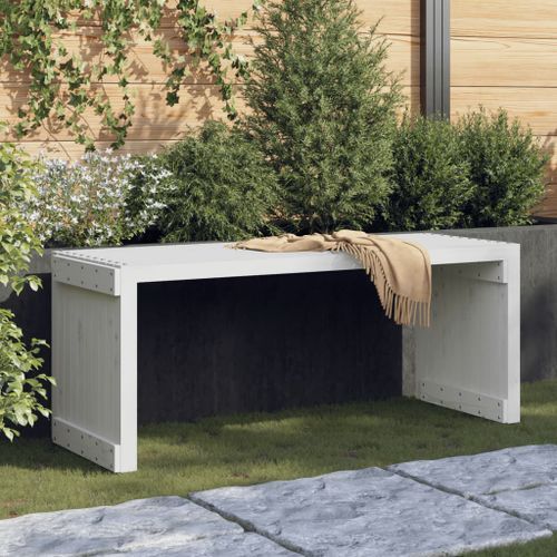 Banc de jardin extensible blanc 212,5x40,5x45cm bois massif pin - Photo n°2; ?>