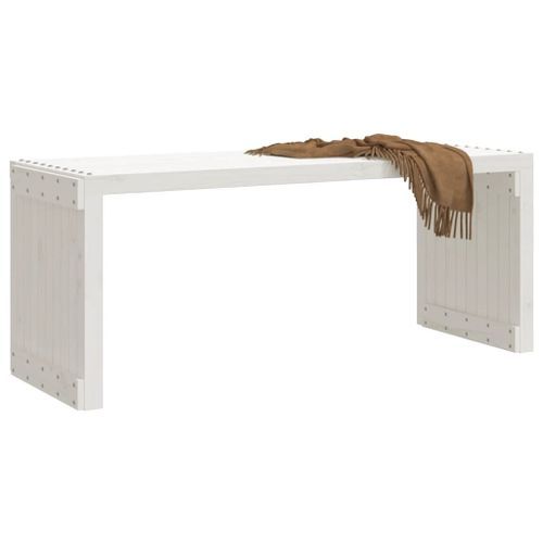 Banc de jardin extensible blanc 212,5x40,5x45cm bois massif pin - Photo n°3; ?>