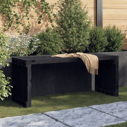 Banc de jardin extensible noir 212,5x40,5x45 cm bois massif pin - Photo n°2; ?>