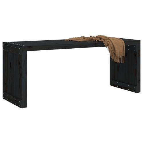 Banc de jardin extensible noir 212,5x40,5x45 cm bois massif pin - Photo n°3; ?>