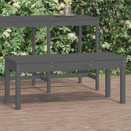 Banc de jardin gris 109x44x45 cm bois massif de pin - Photo n°2; ?>