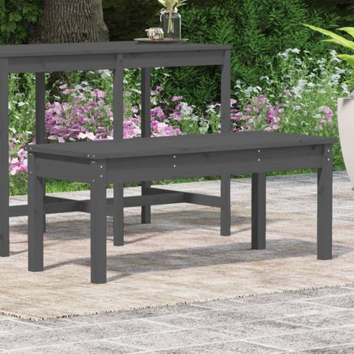 Banc de jardin gris 109x44x45 cm bois massif de pin - Photo n°3; ?>