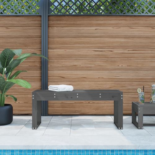 Banc de jardin gris 110x38x45 cm bois massif de pin - Photo n°2; ?>