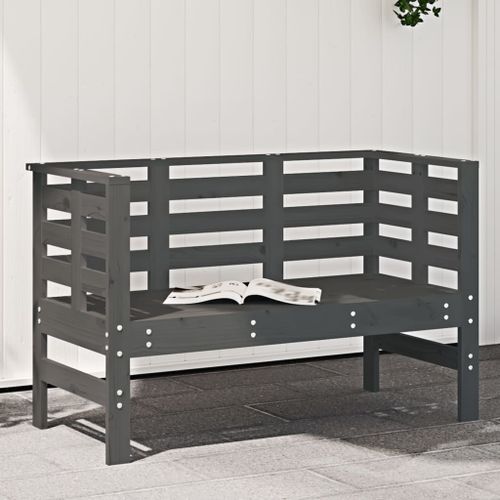 Banc de jardin gris 111,5x53x71 cm bois massif de pin - Photo n°2; ?>