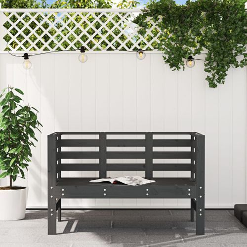 Banc de jardin gris 111,5x53x71 cm bois massif de pin - Photo n°3; ?>