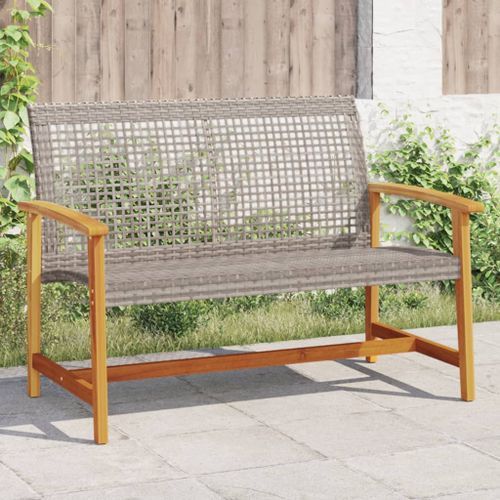 Banc de jardin gris 112 cm résine tressée et bois d'acacia - Photo n°2; ?>