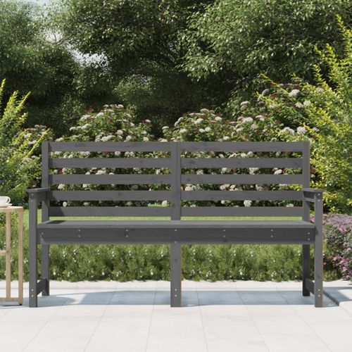 Banc de jardin gris 159,5x48x91,5 cm bois massif de pin - Photo n°3; ?>